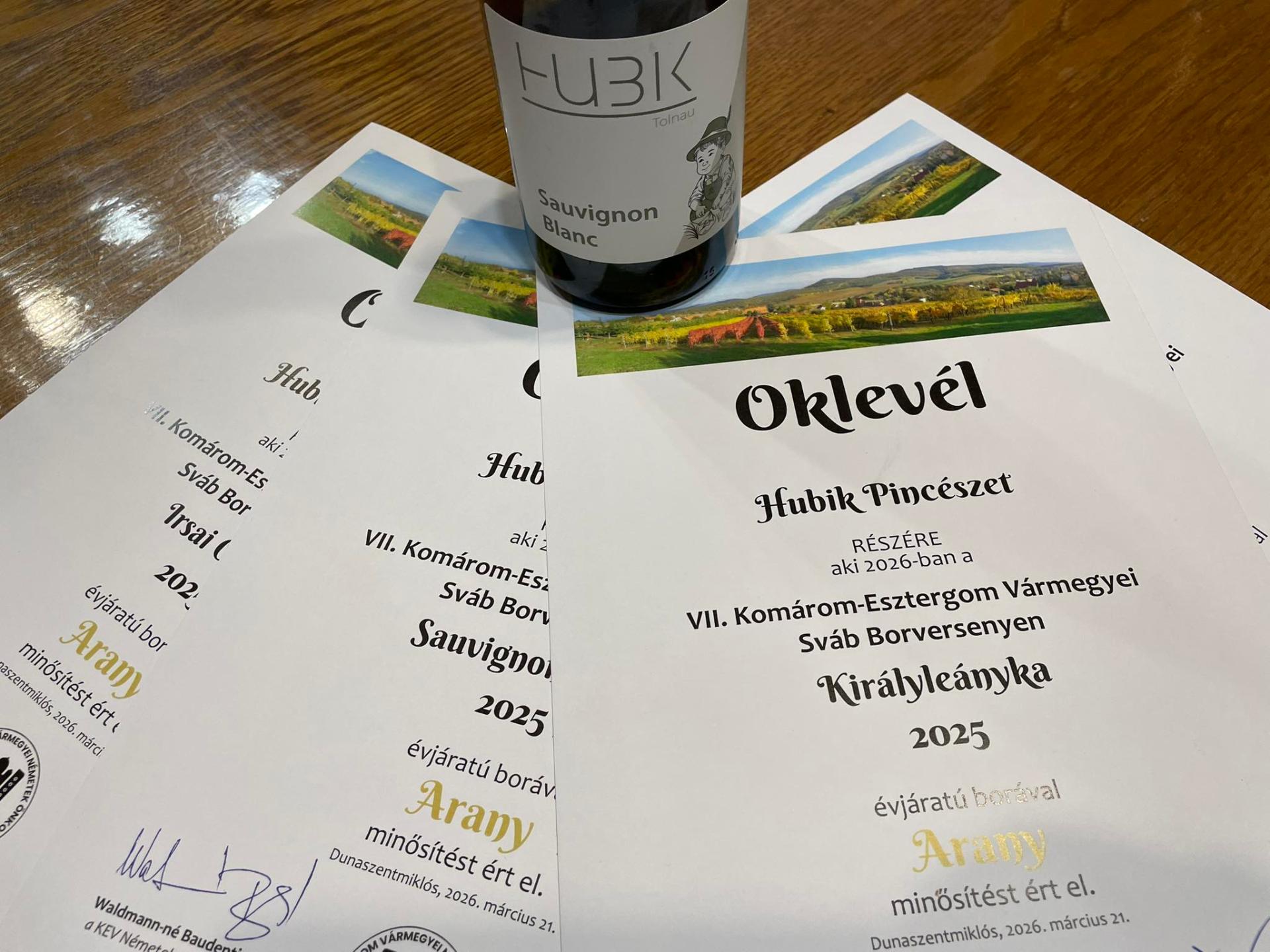 Hubik Pincészet díj 10